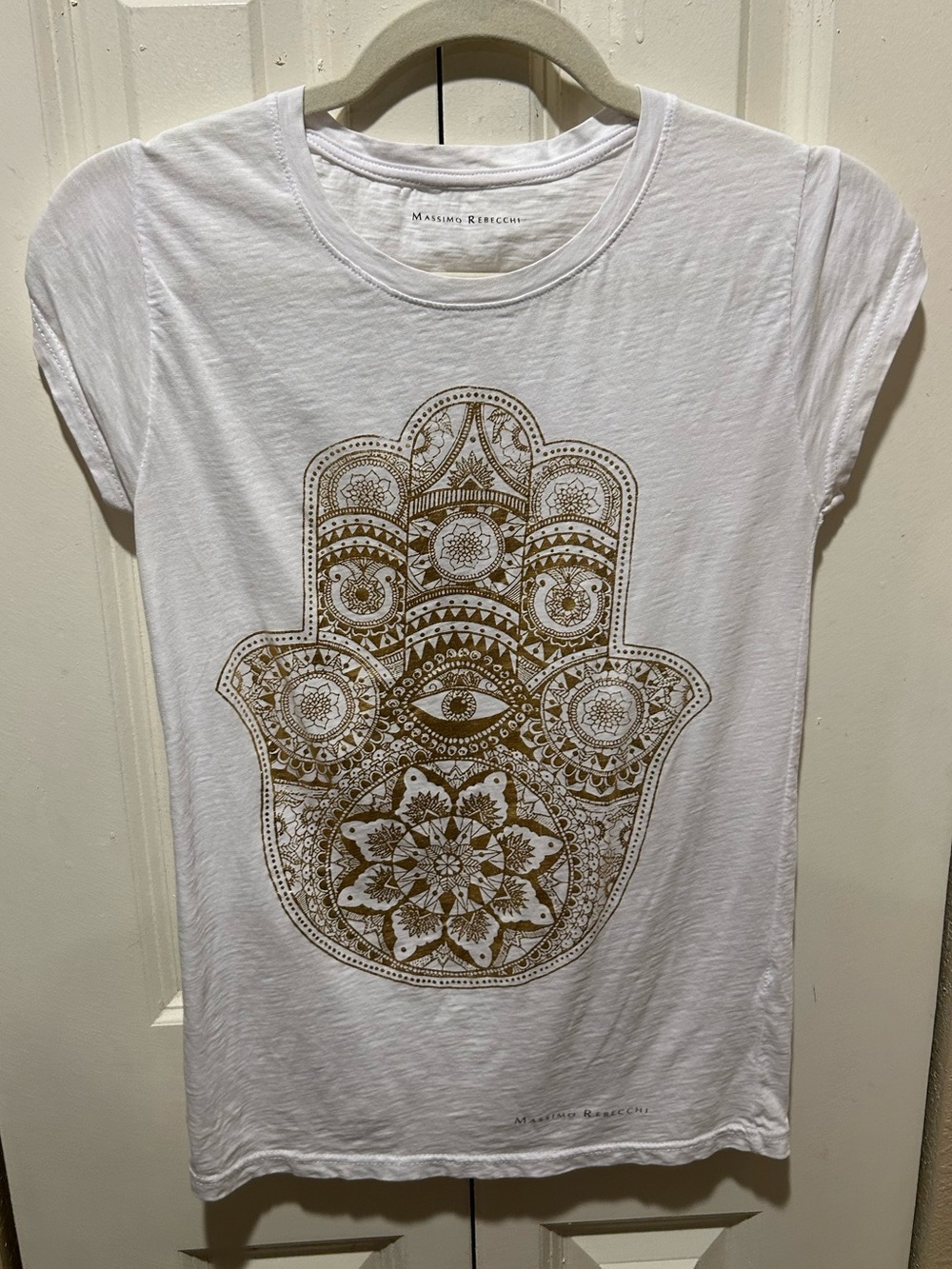 Massimo Rebecchi Hamsa Hand Gold Printed Tee , size S